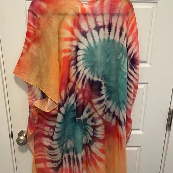 Tie-Dye Open Front Kimono - Multicolor - Picture 3 of 3